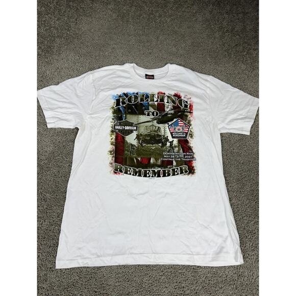 Harley-Davidson Other - Harley Davidson Rolling To Remember Shirt Mens XL White DC Graphic Tee